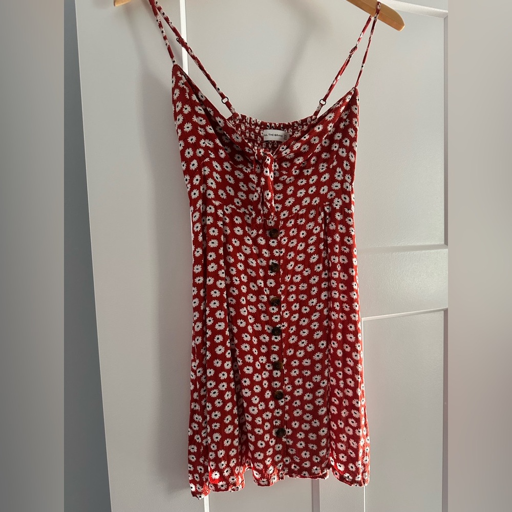 Red Floral Button-Down Dress